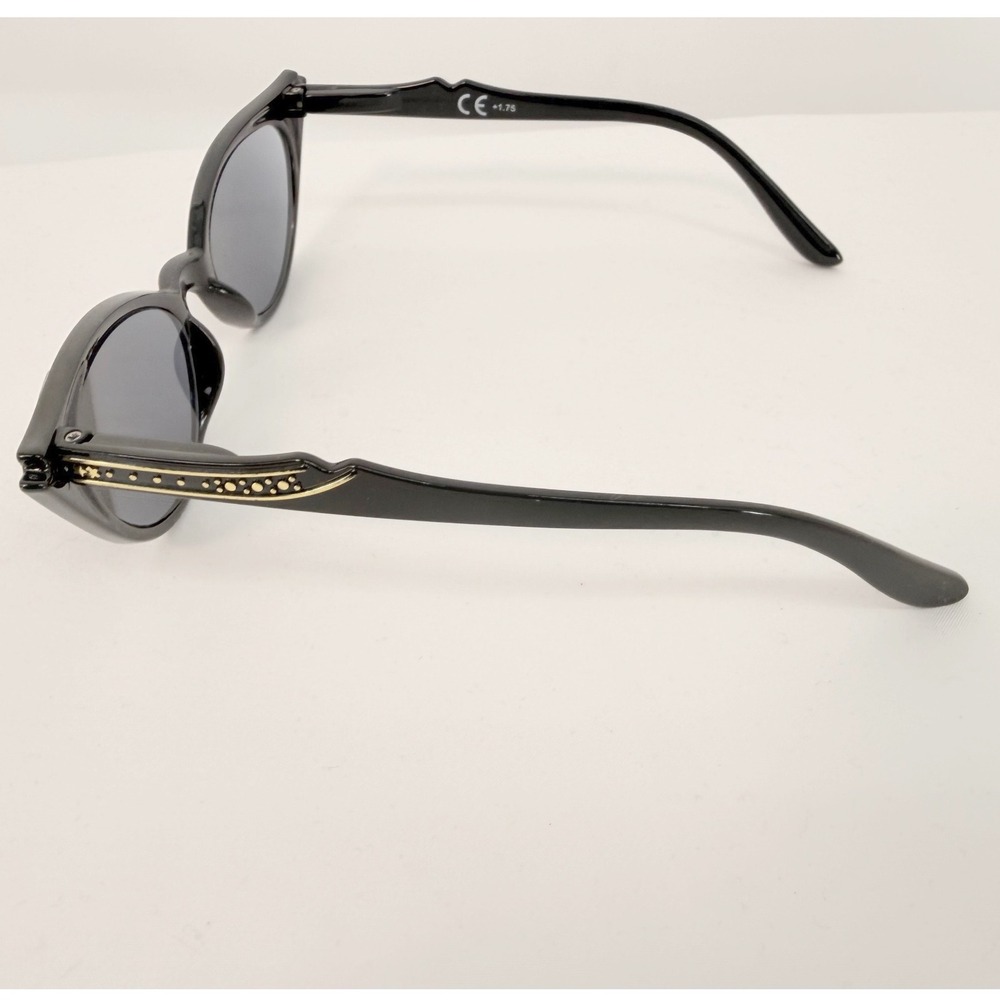 Foster Grant Cat Eye Reading Glasses Black Rhinestone Accent +1.75 w/Case 104-55 - Picture 4 of 11